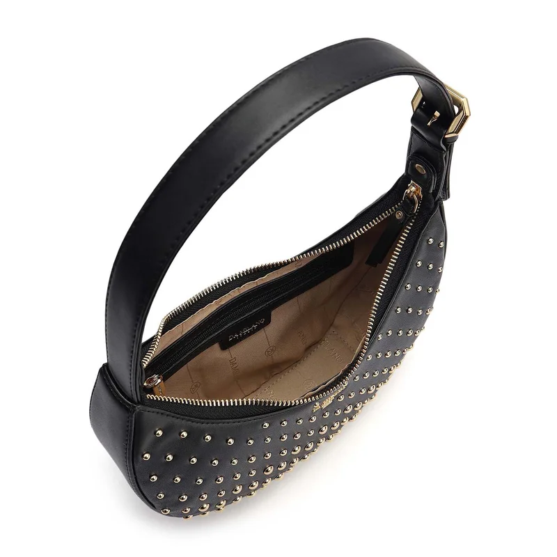 Da Milano Black Small Plain Leather Baguette - Black for Women | Best Price UAE